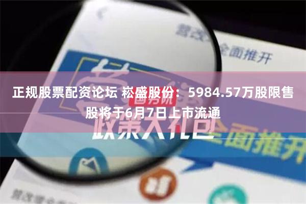 正规股票配资论坛 崧盛股份：5984.57万股限售股将于6月7日上市流通