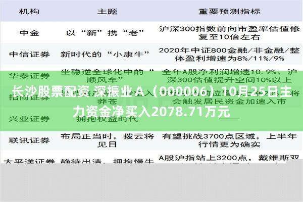 长沙股票配资 深振业Ａ（000006）10月25日主力资金净买入2078.71万元