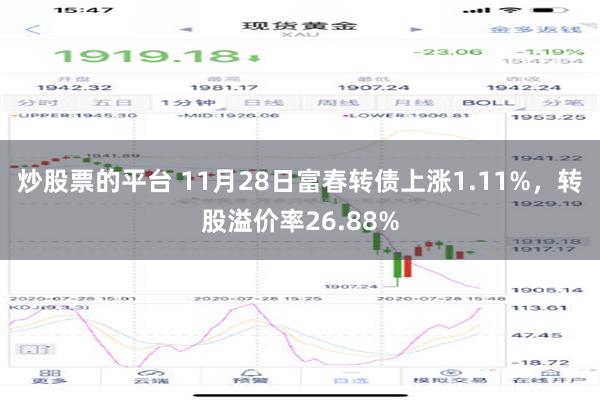 炒股票的平台 11月28日富春转债上涨1.11%，转股溢价率26.88%